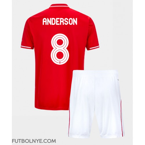 Camiseta Nottingham Forest Elliot Anderson #8 Primera Equipación para niños 2025-26 manga corta (+ pantalones cortos)